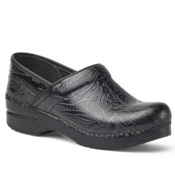 Dansko Women's Professional Black Tooled Leather C - Picture 1 of 8